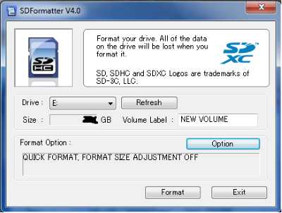 SD Formatter screenshot